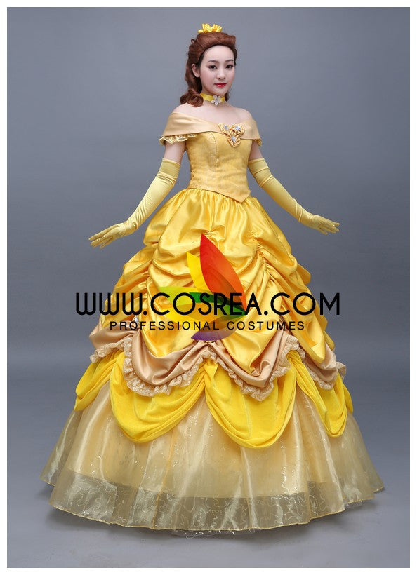 Cosrea Disney Beauty And Beast Princess Belle Multilayer Tulle Cosplay Costume
