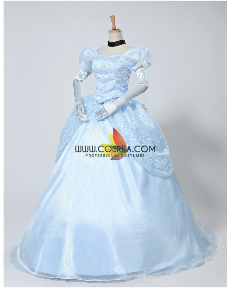 Princess Cinderella Classic Ballgown In Floral Overlayer Cosplay Costume With Boning / Combination Lace Tie Princess Cinderella Classic Ballgown In Floral Overlayer Cosplay Costume With Boning / Combination Lace Tie