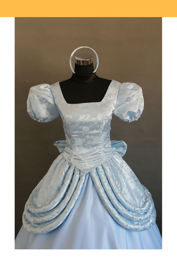 Cosrea Disney Cinderella Classic Brocade Satin Cosplay Costume