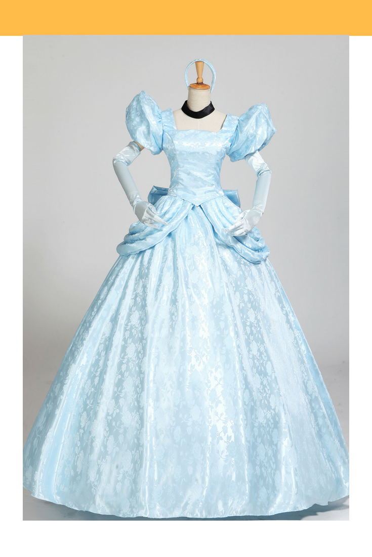 Princess Cinderella Park Inspired Brocade Satin Cosplay Costume Without Boning / Concealed Zipper