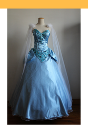 Cosrea Disney Cinderella Classic Satin With Gems And Chiffon Veil Cosplay Costume