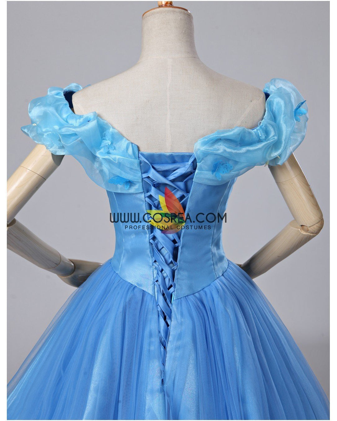 live action cinderella dress Princess Cinderella Live Action Classic Organza Tulle Ballgown Cosplay Costume Without Boning / Combination Lace Tie