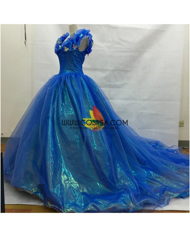 Cosrea Disney Cinderella Organza Tulle Ballgown With Extended Train Cosplay Costume