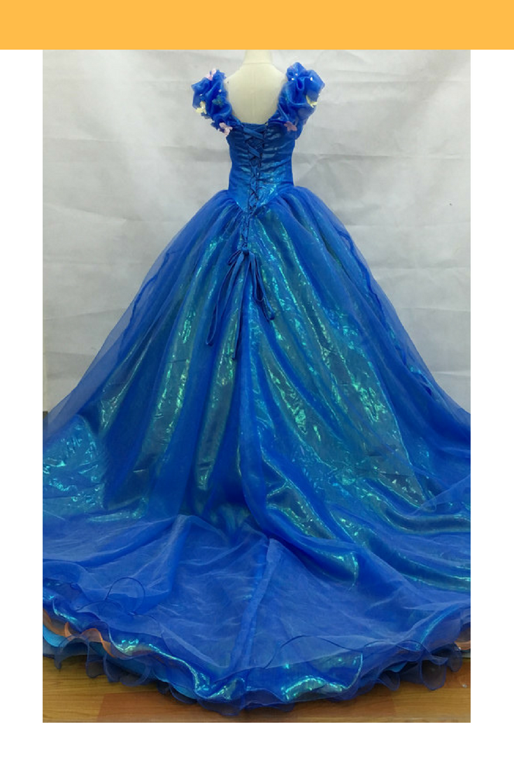 Princess Cinderella Organza Tulle Ballgown With Extended Train Cosplay Costume With Boning / Traditional Lace Tie
