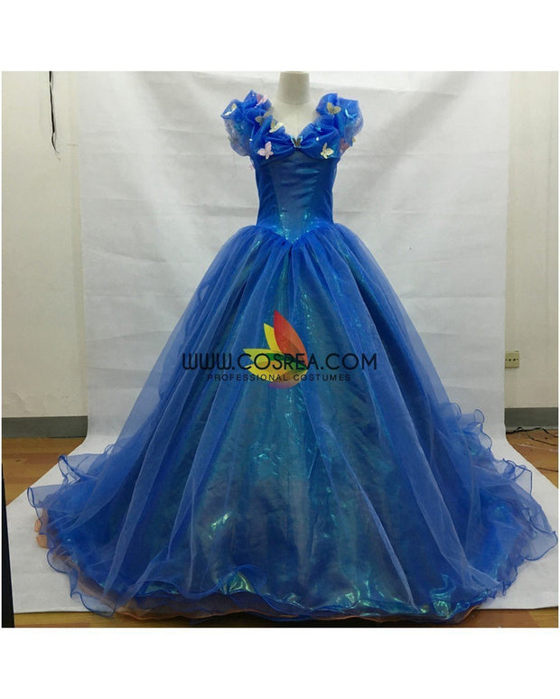 Cosrea Disney Cinderella Organza Tulle Ballgown With Extended Train Cosplay Costume