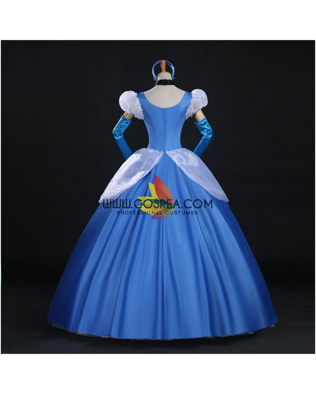 Princess Cinderella Classic Royal Blue Satin Cosplay Costume