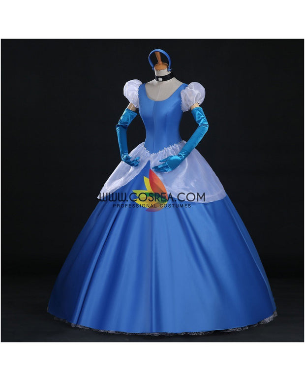 Princess Cinderella Classic Royal Blue Satin Cosplay Costume