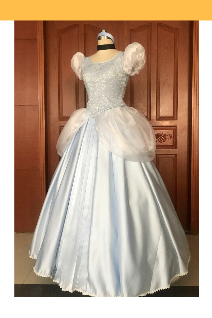 is cinderella's dress silver or blue Princess Cinderella Brocade Cosplay Costume With Boning / Concealed Zipper CAMO Colors:Mossy Oak Duck Blind goddess gown Complimentary lace tie options 80s Inspired Formal Dresses
