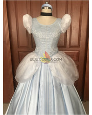 Cosrea Disney Cinderella Silver Blue Brocade Cosplay Costume