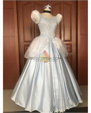 Cosrea Disney Cinderella Silver Blue Brocade Cosplay Costume