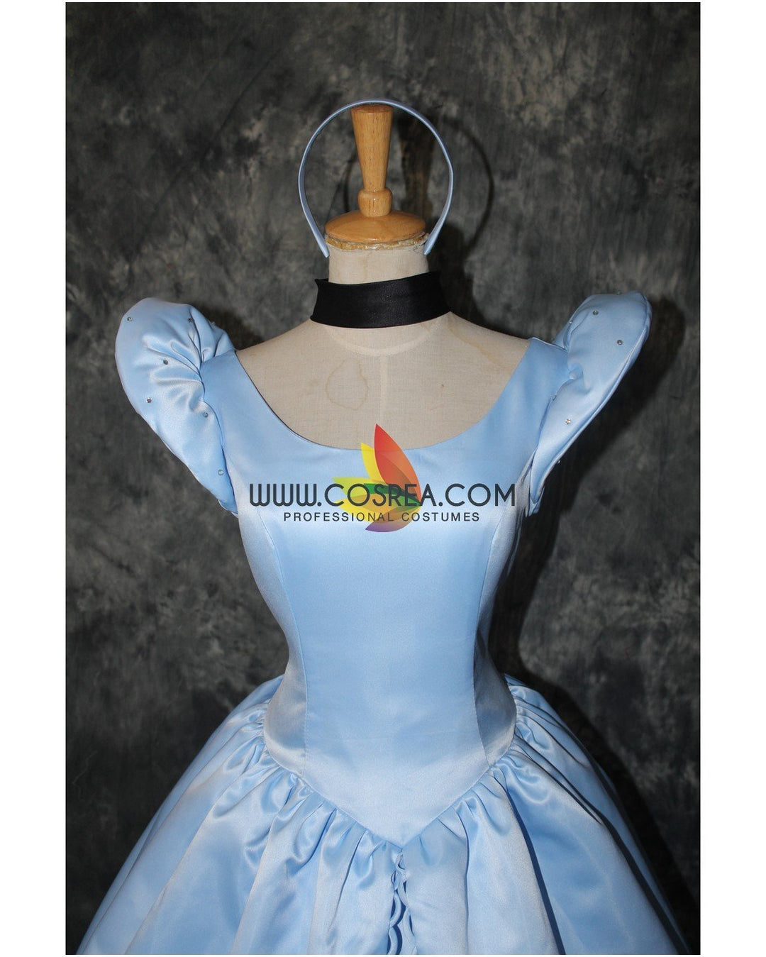 open lace back dress Princess Cinderella Simple Satin Cosplay Costume with Boning / Concealed Zipper