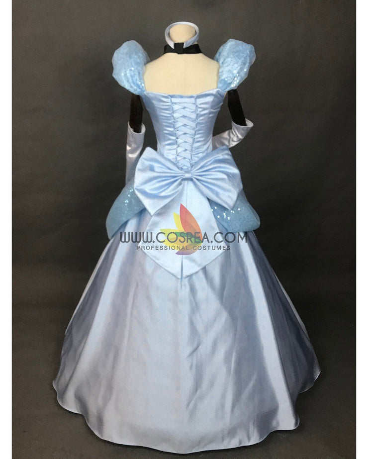 Cosrea Disney Cinderella Sky Blue Sequined Tulle Cosplay Costume