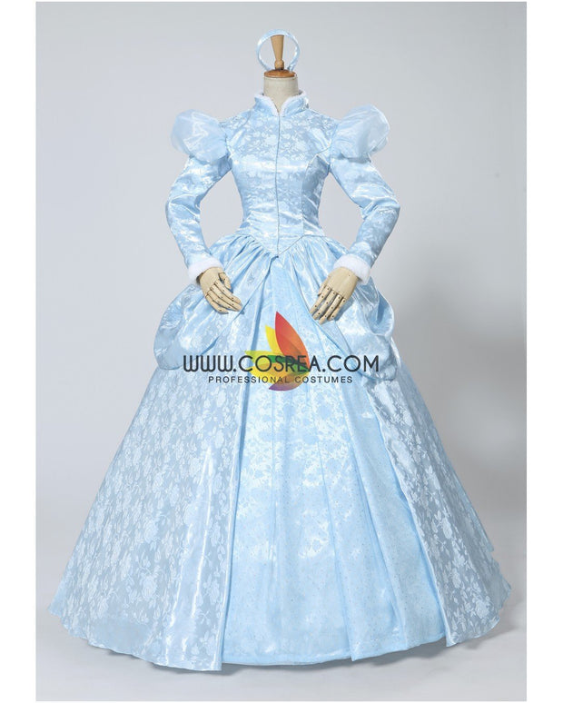Princess Cinderella Winter Cosplay Costume In Brocade Satin