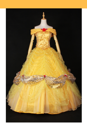 Cosrea Disney Default Beauty And Beast Belle Gold Rose Cosplay Costume