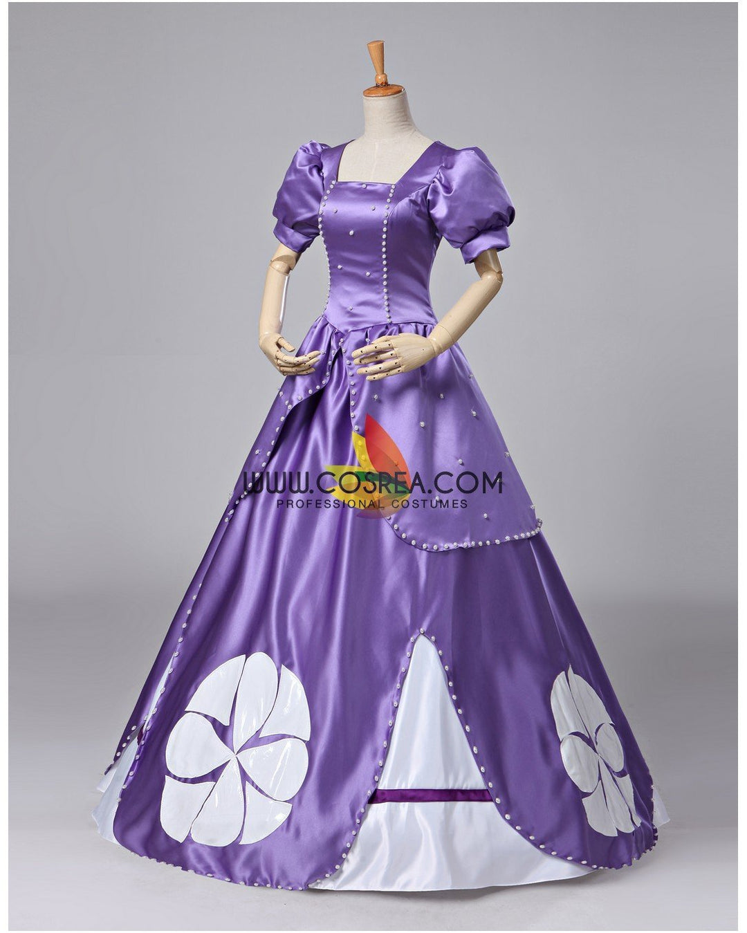 white christmas dresses First Princess Sofia Classic Satin Cosplay Costume with Boning / Combination Lace Tie