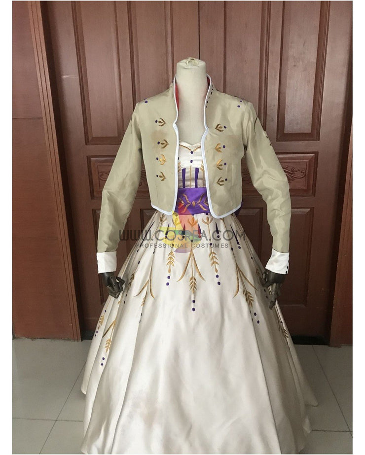 Frozen 2 Anna Formal Attire With Wheat Gold Embroidery Cosplay Costume - Cosrea Cosplay Frozen 2 Anna Formal Attire With Wheat Gold Embroidery Cosplay Costume - Cosrea Cosplay