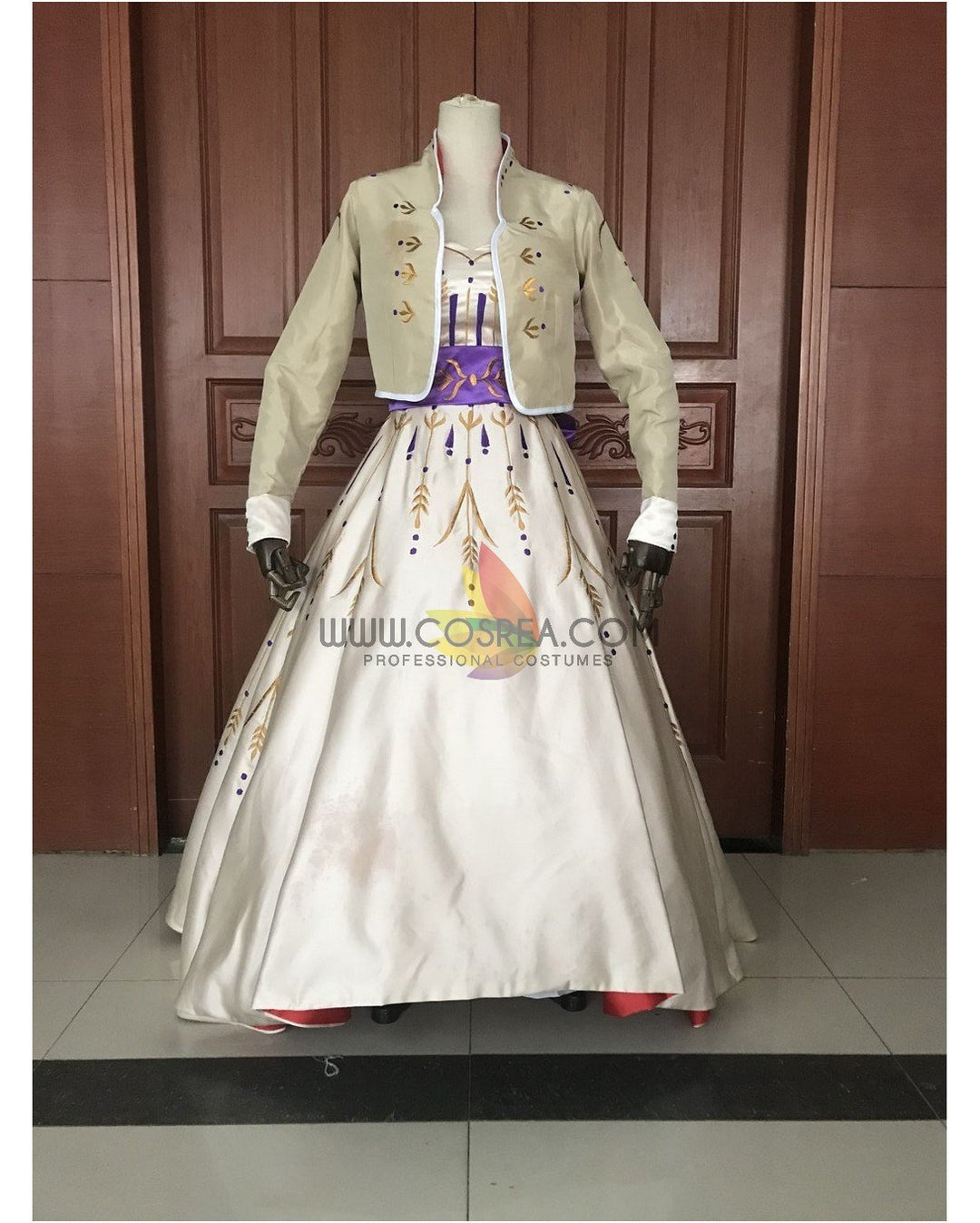Frozen 2 Anna Formal Attire With Wheat Gold Embroidery Cosplay Costume - Cosrea Cosplay Frozen 2 Anna Formal Attire With Wheat Gold Embroidery Cosplay Costume - Cosrea Cosplay