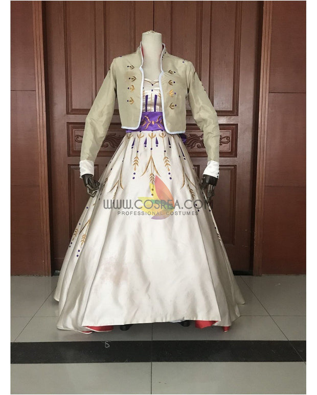 Cosrea Disney Frozen 2 Anna Formal Attire With Wheat Gold Embroidery Cosplay Costume