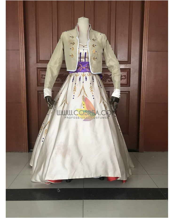 Frozen 2 Anna Formal Attire With Wheat Gold Embroidery Cosplay Costume - Cosrea Cosplay Frozen 2 Anna Formal Attire With Wheat Gold Embroidery Cosplay Costume - Cosrea Cosplay