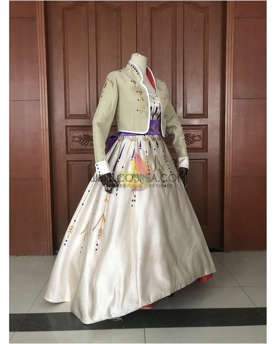 Frozen 2 Anna Formal Attire With Wheat Gold Embroidery Cosplay Costume - Cosrea Cosplay Frozen 2 Anna Formal Attire With Wheat Gold Embroidery Cosplay Costume - Cosrea Cosplay