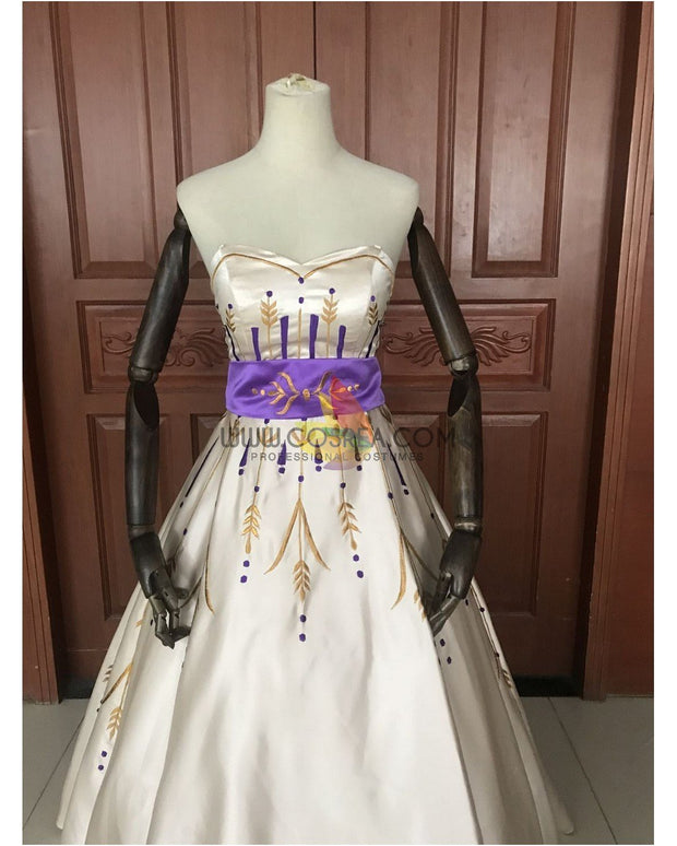 Cosrea Disney Frozen 2 Anna Formal Attire With Wheat Gold Embroidery Cosplay Costume