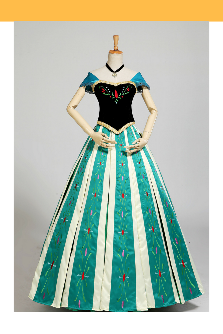 princess anna coronation dress Frozen Embroidered Cosplay Costume Without Boning / Concealed Zipper Stock_CA_W_5 Size:Child4 Black velvet embroidered bodice Nox Anabel T872 Fitted
