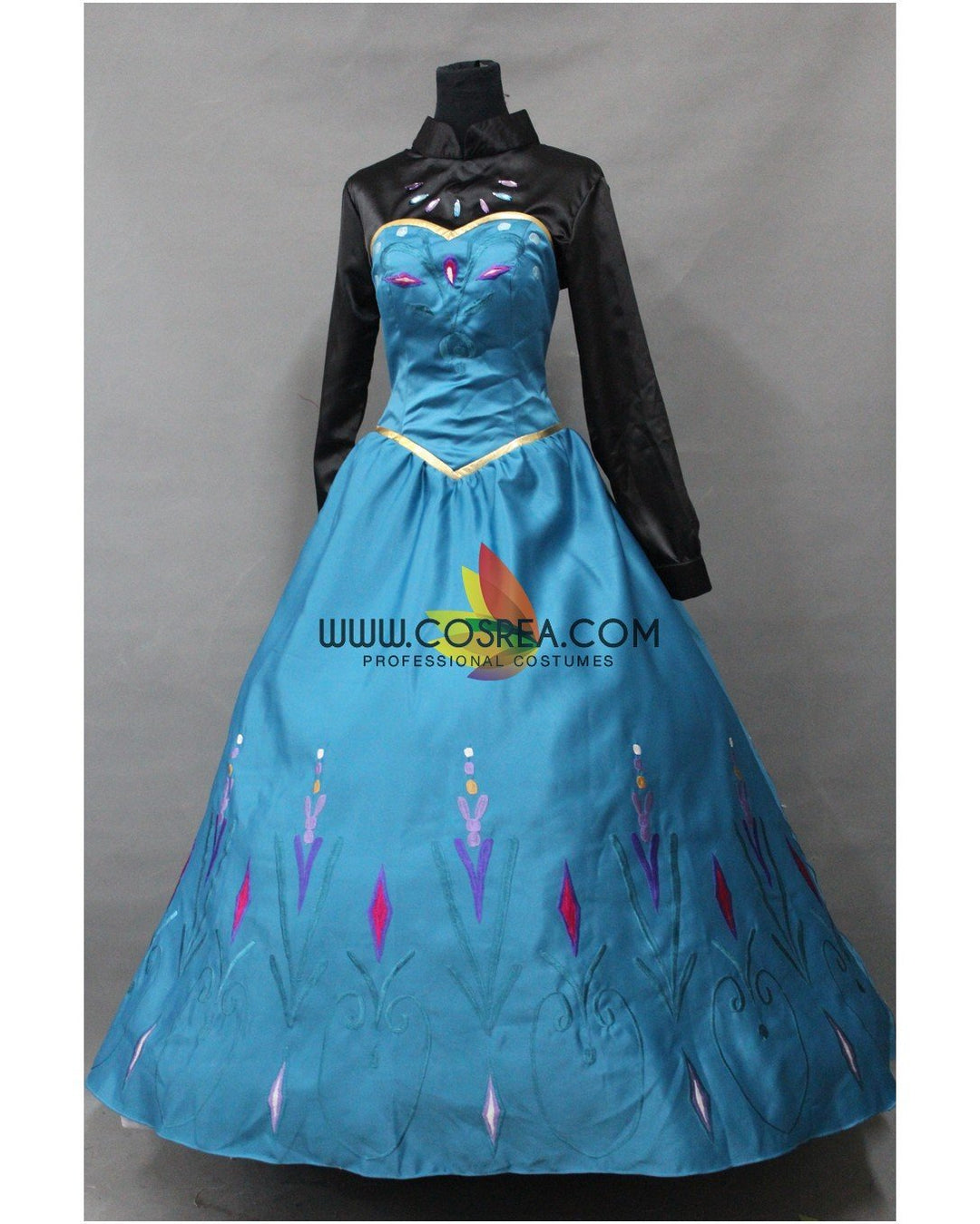 Frozen Elsa Coronation Embroidered Cosplay Costume with Boning Traditional Lace Tie