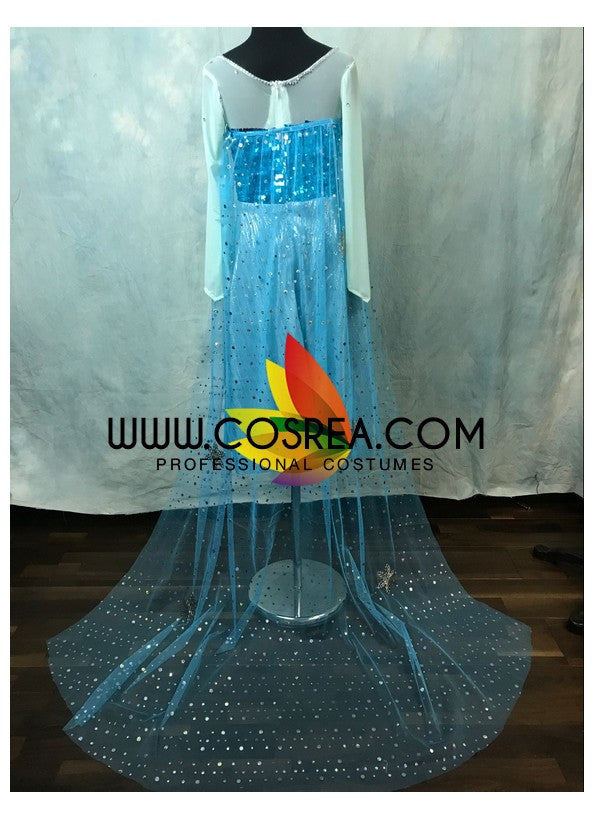 Cosrea Disney Frozen Elsa Ice Queen Sequin Blue Children Size Cosplay Costume