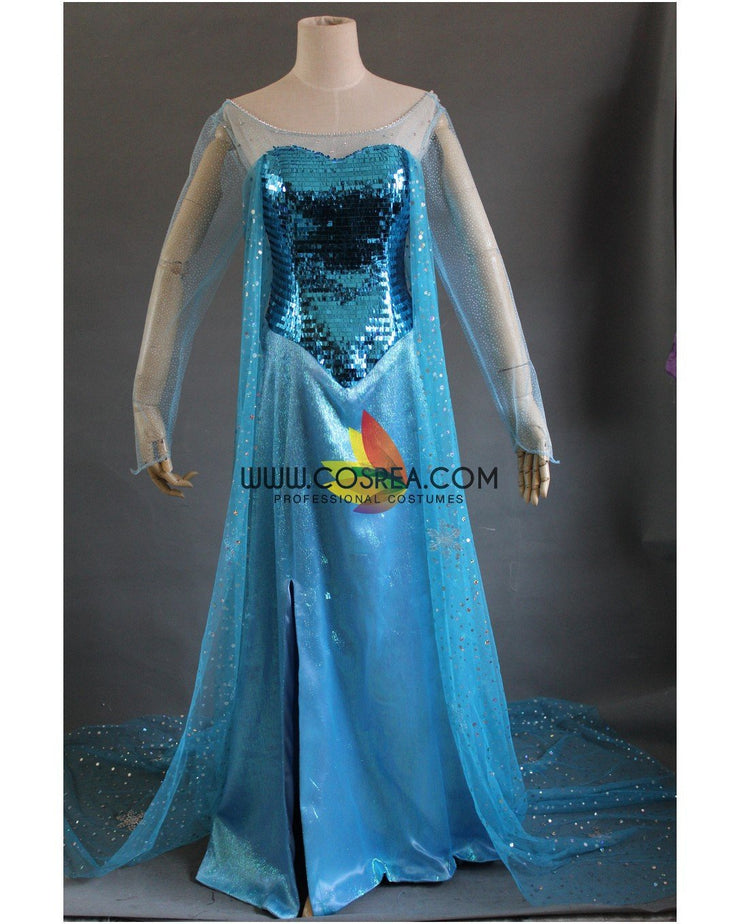 Frozen Elsa Royal Blue Sequin Fabric Cosplay Costume