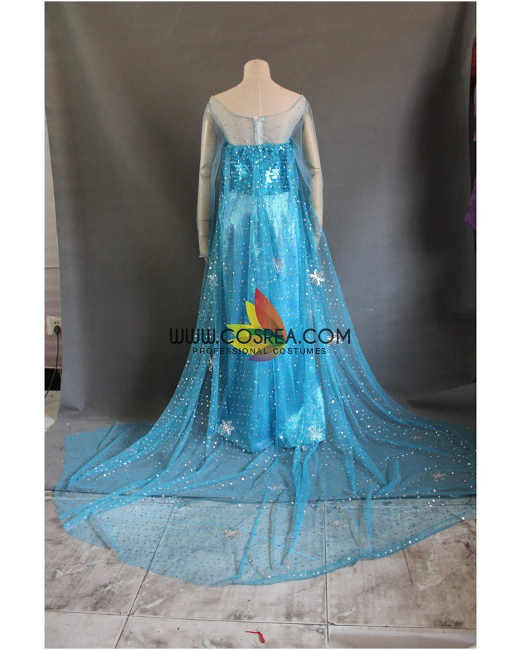 Frozen Elsa Royal Blue Sequin Fabric Cosplay Costume