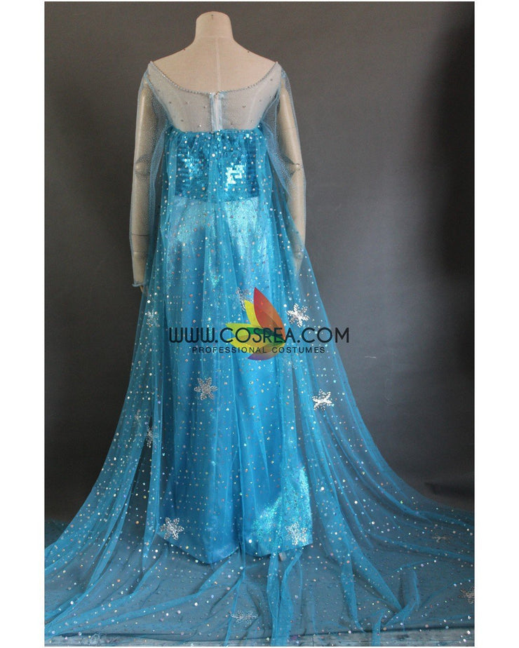 Frozen Elsa Royal Blue Sequin Fabric Cosplay Costume