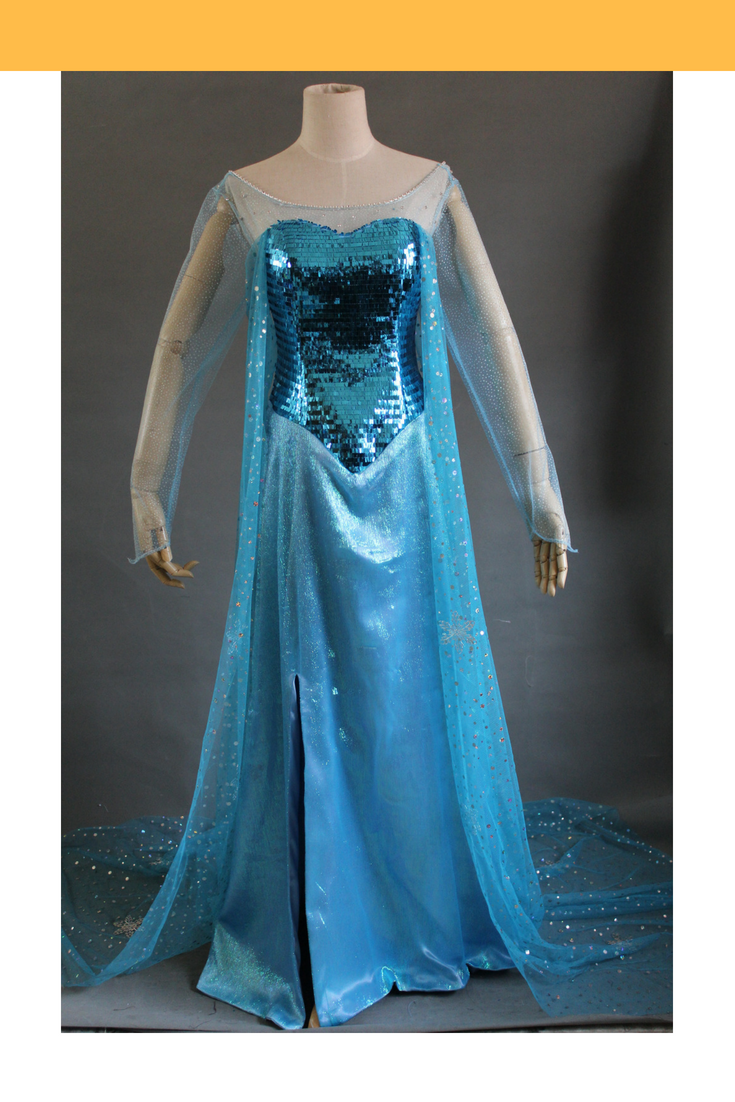 Frozen Elsa Royal Blue Sequin Fabric Cosplay Costume Without Boning / Combination Lace Tie Frozen Elsa Royal Blue Sequin Fabric Cosplay Costume Without Boning / Combination Lace Tie