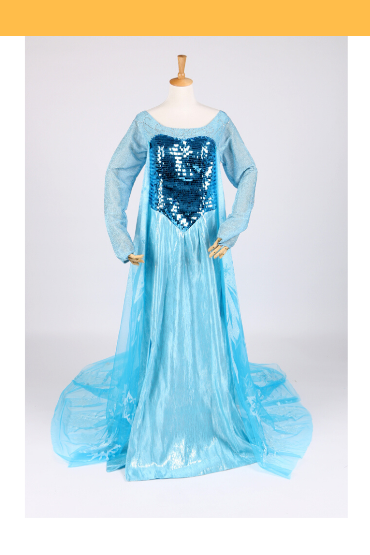 Frozen Elsa With Glittered Sleeves And Frostflake Cape Cosplay Costume