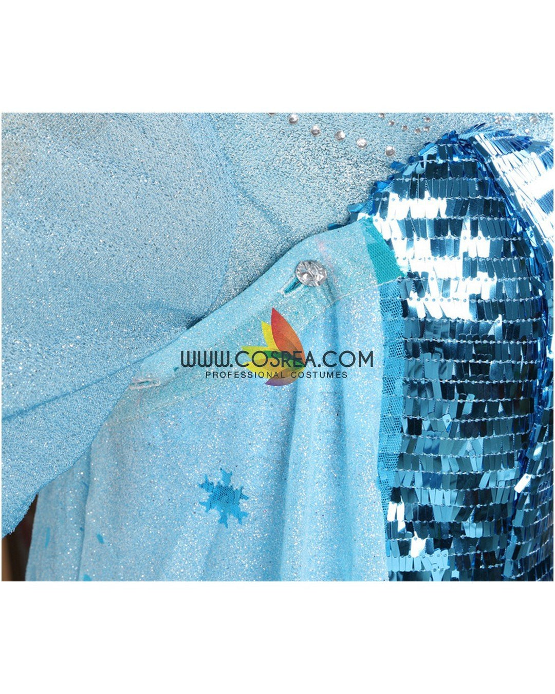 Frozen Elsa With Glittered Sleeves And Frostflake Cape Cosplay Costume With Boning / Concealed Zipper Frozen Elsa With Glittered Sleeves And Frostflake Cape Cosplay Costume With Boning / Concealed Zipper