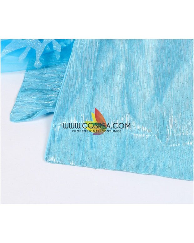 Frozen Elsa With Glittered Sleeves And Frostflake Cape Cosplay Costume