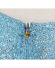 Frozen Elsa With Glittered Sleeves And Frostflake Cape Cosplay Costume