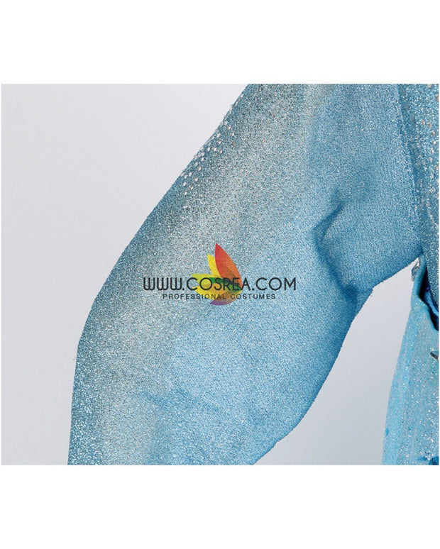 Frozen Elsa With Glittered Sleeves And Frostflake Cape Cosplay Costume