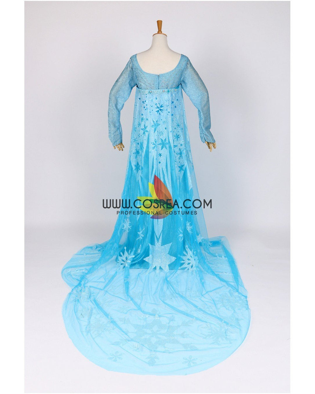 Frozen Elsa With Glittered Sleeves And Frostflake Cape Cosplay Costume With Boning / Concealed Zipper