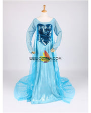 Frozen Elsa With Glittered Sleeves And Frostflake Cape Cosplay Costume