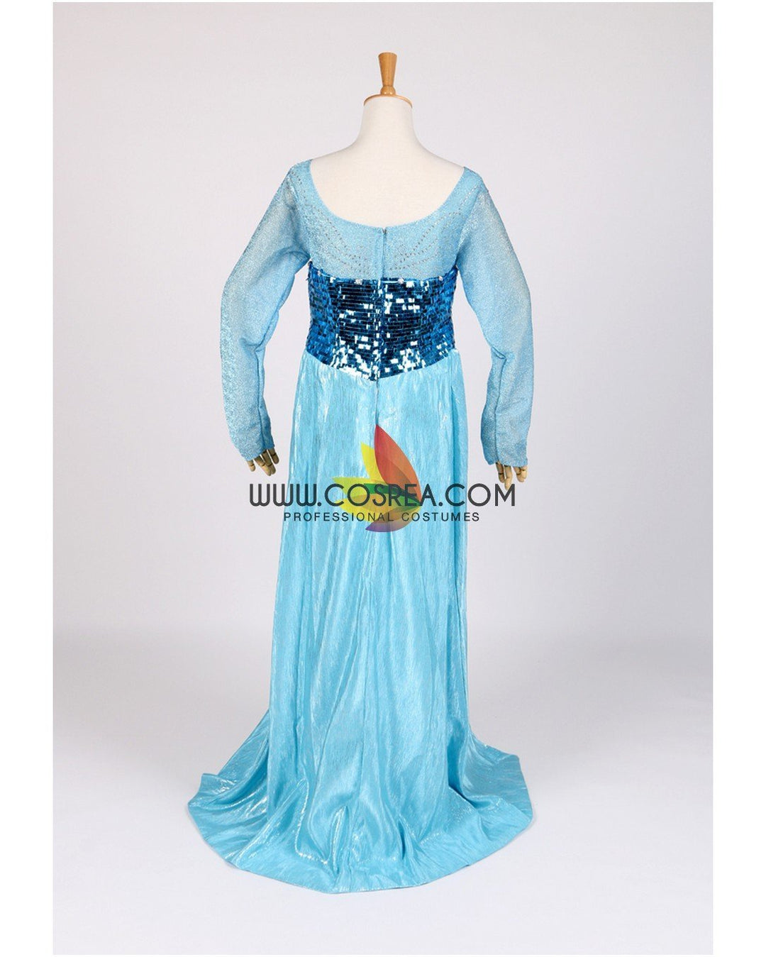 Frozen Elsa With Glittered Sleeves And Frostflake Cape Cosplay Costume With Boning / Concealed Zipper