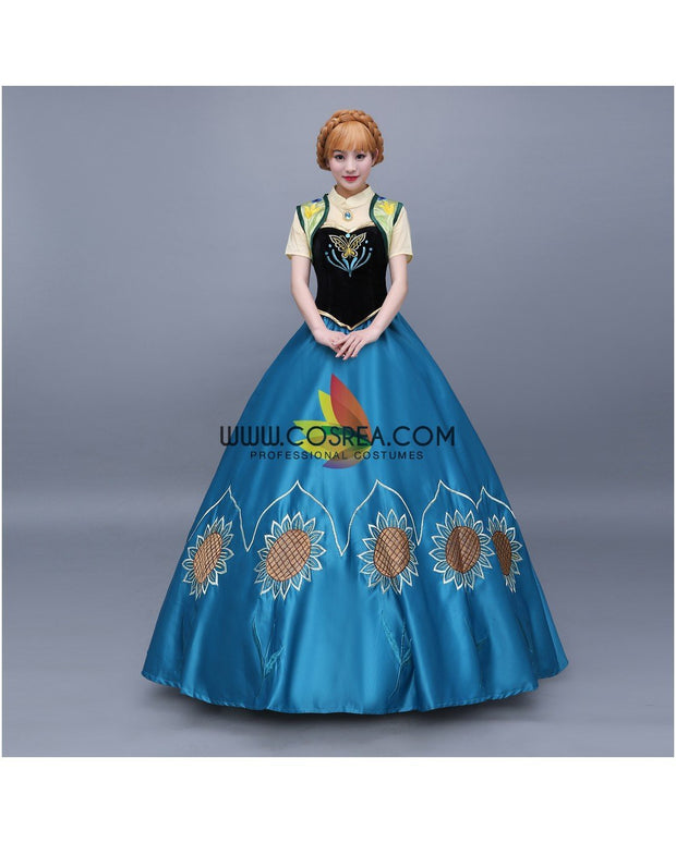 Frozen Fever Anna Embroidered Cosplay Costume