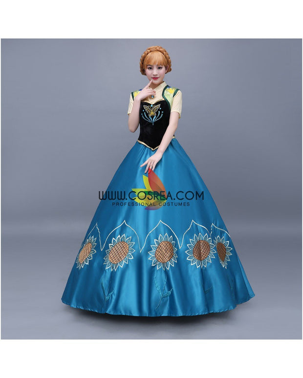 Frozen Fever Anna Embroidered Cosplay Costume