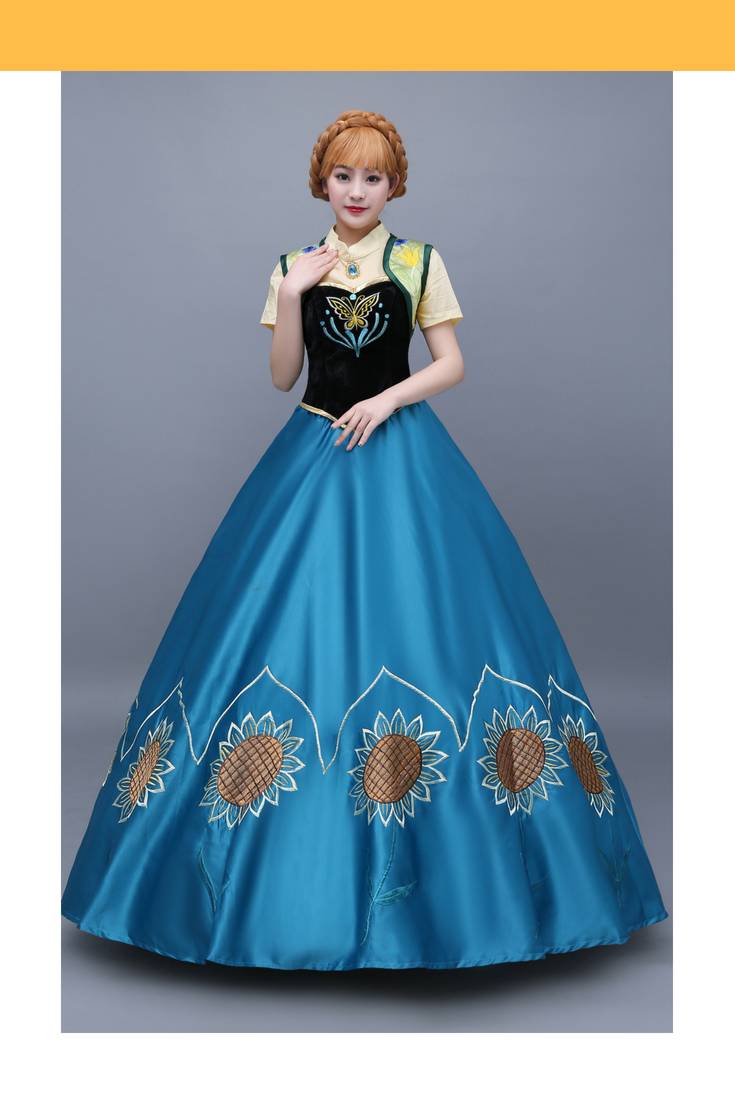 Frozen Fever Anna Embroidered Cosplay Costume