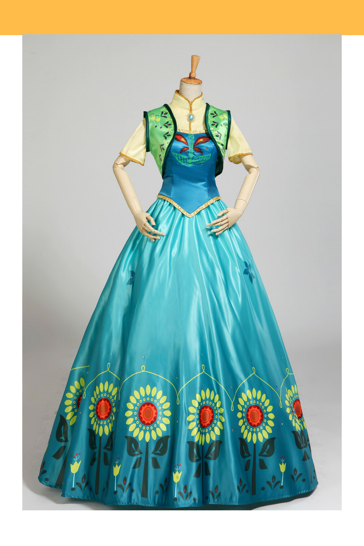 anna dress frozen green Turquoise Satin Embroidered Cosplay Costume Without Boning / Concealed Zipper STYLE-SCOOP NECK My Dress-Up Darling 04 Professional Photoshoots Color:As Photo(White)