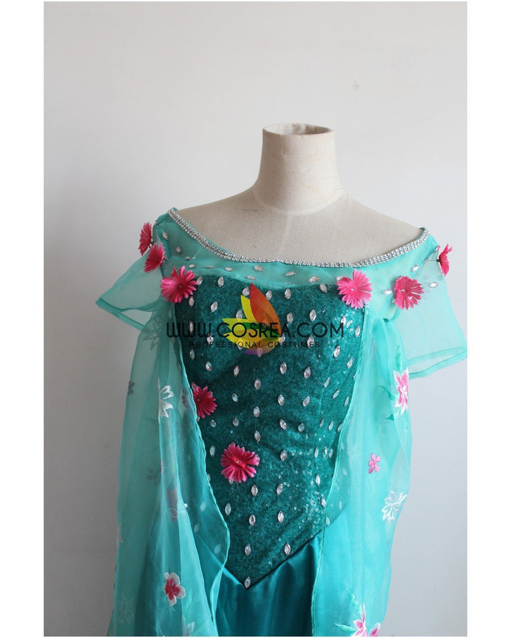 Frozen Fever Elsa Embroidered Cosplay Costume