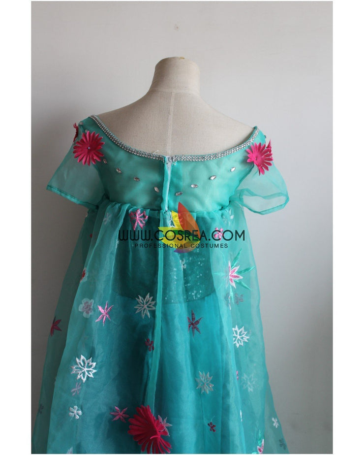 Frozen Fever Elsa Embroidered Cosplay Costume