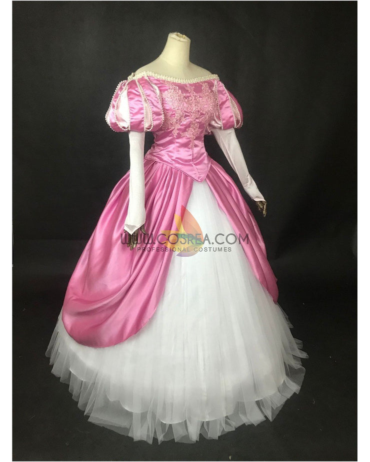 Cosrea Disney Little Mermaid Ariel Magenta Pink With Pearl Trims Cosplay Costume