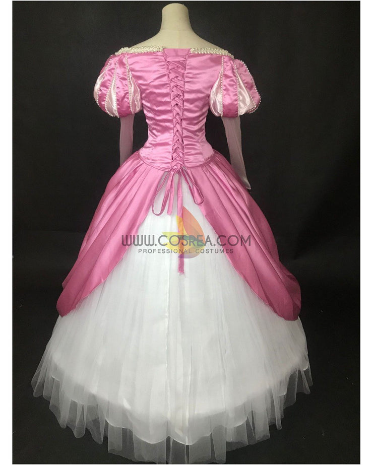 Cosrea Disney Little Mermaid Ariel Magenta Pink With Pearl Trims Cosplay Costume
