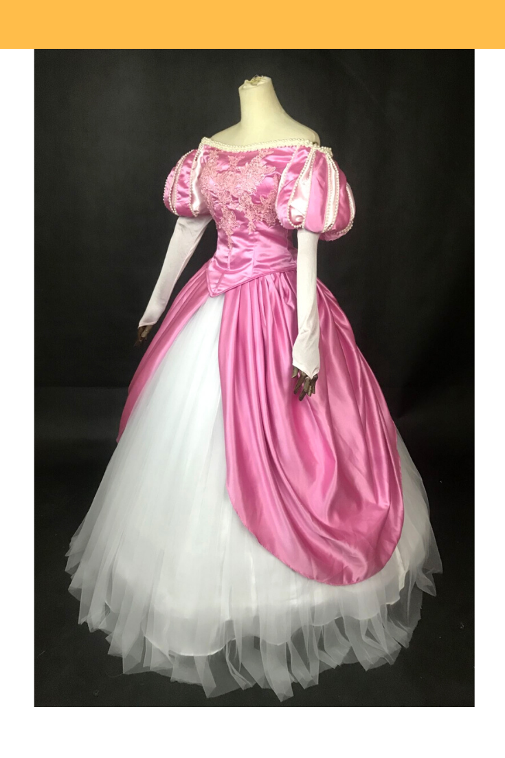 Cosrea Disney Little Mermaid Ariel Magenta Pink With Pearl Trims Cosplay Costume