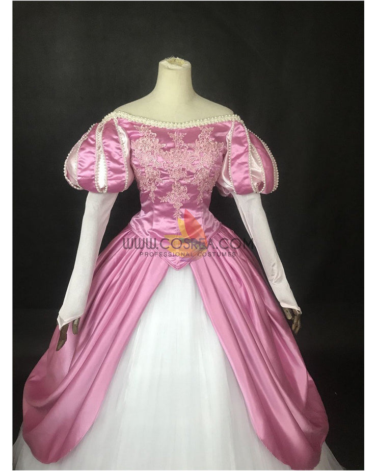 Cosrea Disney Little Mermaid Ariel Magenta Pink With Pearl Trims Cosplay Costume